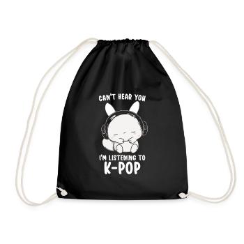 Can't Hear You I'm Listening Kpop Rabbit K-pop - Drawstring Bag - black - Front