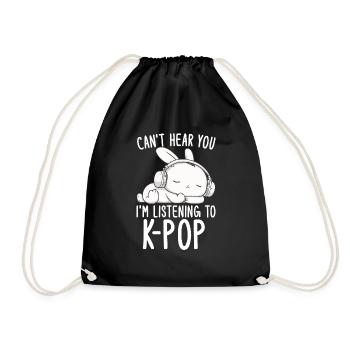 Can't Hear You I'm Listening Kpop Rabbit K-pop - Drawstring Bag - black - Front