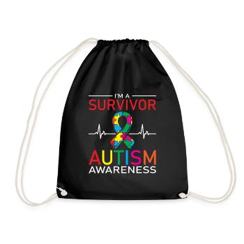 "i'm A Survivor Autism Warrior Autistic Ninja - Drawstring Bag - black - Front