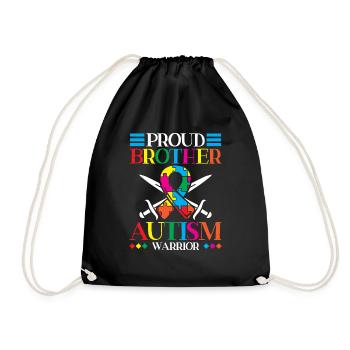 Proud brother of an autism warrior - Drawstring Bag - black - Front