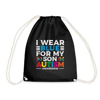 I'm wearing blue because my son - Drawstring Bag - black - Front