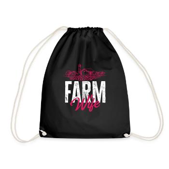 Lustiges Bauer Bauernhof Landwirt Geschenk - Turnbeutel - Schwarz - Vorne