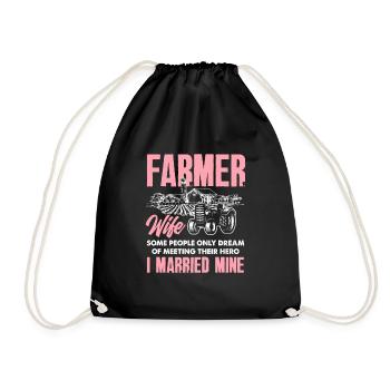 Lustiges Bauer Bauernhof Landwirt Geschenk - Turnbeutel - Schwarz - Vorne