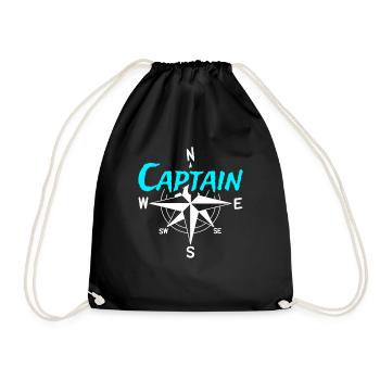 Captain Boat Crew Skipper Sailor Crew Captain - Drawstring Bag - black - Front