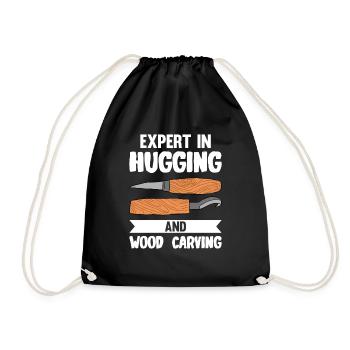 Wood Shining Wood Carving - Drawstring Bag - black - Front