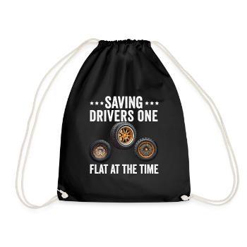 Tire Guy Mechanic Flat Tire Changer Repair Car - Drawstring Bag - black - Front