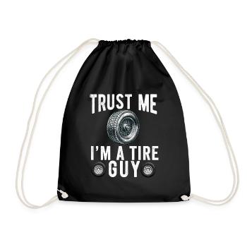 Tire Guy Mechanic Flat Tire Changer Repair Car - Drawstring Bag - black - Front