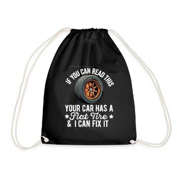 Tire Guy Mechanic Flat Tire Changer Repair Car - Drawstring Bag - black - Front