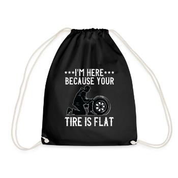 Tire Guy Mechanic Flat Tire Changer Repair Car - Drawstring Bag - black - Front