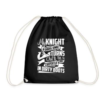 Carpenter My Knight Turns Out To Be A Carpenter - Drawstring Bag - black - Front