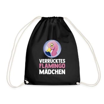 Verrücktes Flamingo Mädchen - Turnbeutel - Schwarz - Vorne