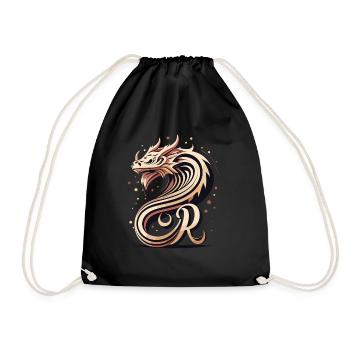 Buchstabe R mit Drache - Turnbeutel - Schwarz - Vorne