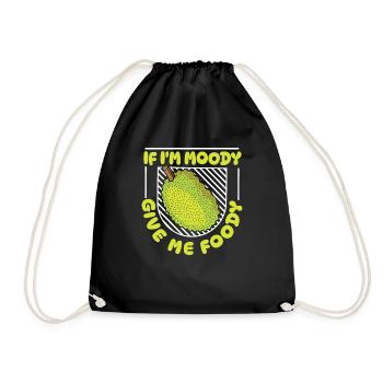 Jackfruit Funny If Im Moody Give Me Foody - Drawstring Bag - black - Front