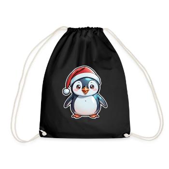Penguin Christmas Hat - Drawstring Bag - black - Front
