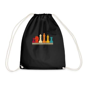 Schachspieler Silhouette Retro Vintage Strategisch - Turnbeutel - Schwarz - Vorne