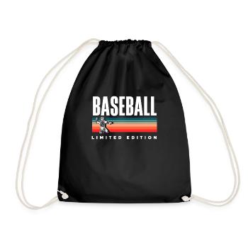 Lustiger Baseball - Turnbeutel - Schwarz - Vorne