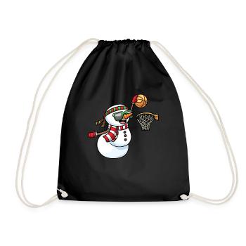Snowman Playing Basketball Game Christmas - Drawstring Bag - black - Front