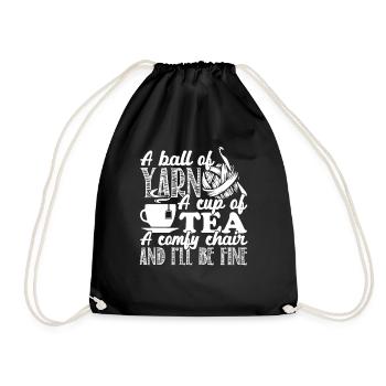 Crocheting Crocheting A Ball Of Yarn - Drawstring Bag - black - Front