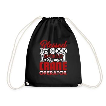 Crane Operator Spoiled By My Crane Operator - Drawstring Bag - black - Front