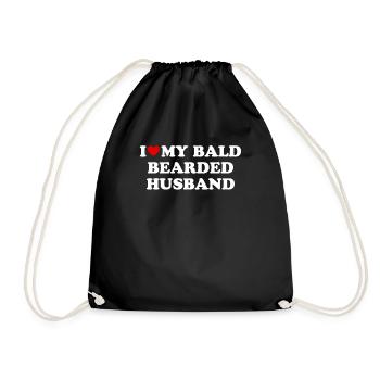 I Love My Bald Bearded Husband - Drawstring Bag - black - Front