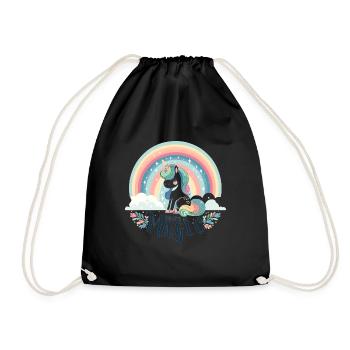 Einhorn unter einem Regenbogen - Turnbeutel - Schwarz - Vorne