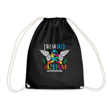 I'm wearing blue for the month of the - Drawstring Bag - black - Front
