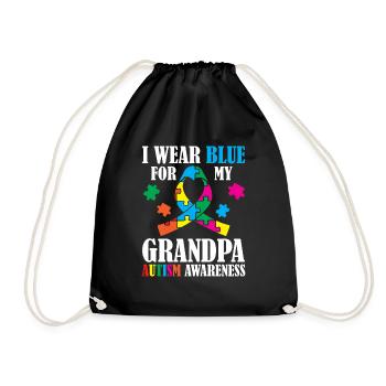I wear blue for my grandpa. Support - Drawstring Bag - black - Front