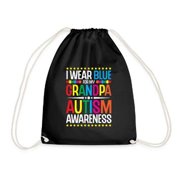 I wear blue for my grandpa. Support for - Drawstring Bag - black - Front