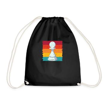 Chess Chess Pieces Pawn Player Retro Vintage - Drawstring Bag - black - Front