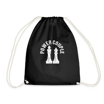 Power Couple Chess Player Pieces King Queen - Drawstring Bag - black - Front