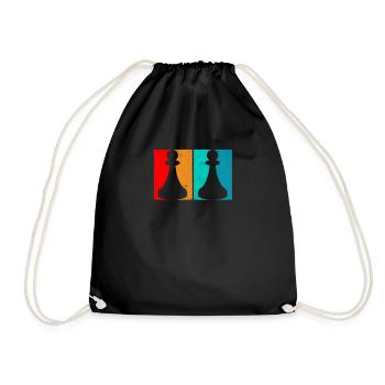 Chess Chess Pieces Pawn Player Retro Vintage - Drawstring Bag - black - Front