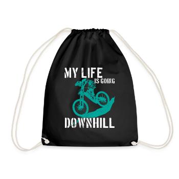 Mountain Bike MTB Downhill Gift - Drawstring Bag - black - Front