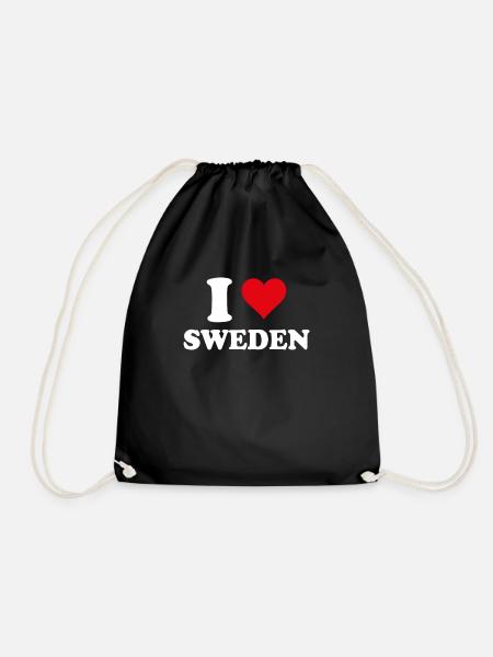 Ich liebe Schweden Herz Schwedisch Schwedisch Geschenk - Turnbeutel - Schwarz