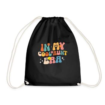 Aunt Retro Groovy Baby Announcement Aunt - Drawstring Bag - black - Front