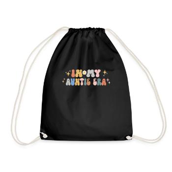 Aunt Retro Groovy Baby Announcement Aunt - Drawstring Bag - black - Front