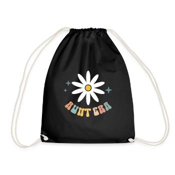 Aunt Retro Groovy Baby Announcement Aunt - Drawstring Bag - black - Front