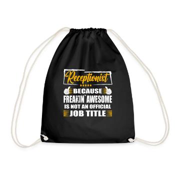 Receptionist Freakin Awesome Funny Job - Drawstring Bag - black - Front