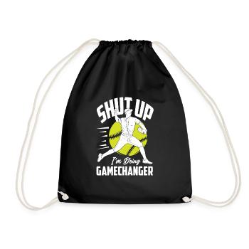Lustiger Baseball - Turnbeutel - Schwarz - Vorne