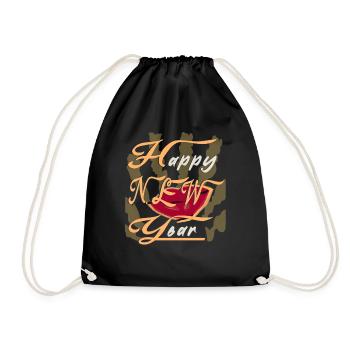 Happy New Year - Retro - Red Lips - Drawstring Bag - black - Front
