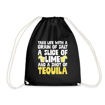 Un grain de sel, une tranche de citron vert _ Shot De Tequila - Sac de sport léger - noir - Devant