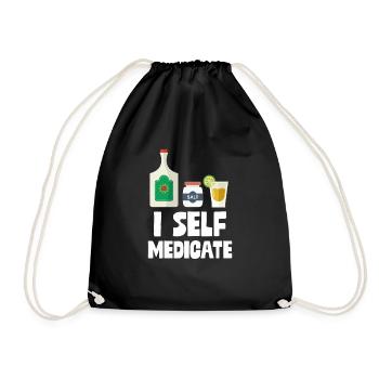 Je m'automédicamente Bouteille de tequila Jeu de mots Shot Pun - Sac de sport léger - noir - Devant