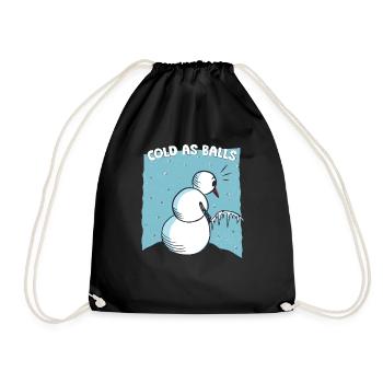 Snowman Cold As Balls Xmas Funny Christmas - Drawstring Bag - black - Front
