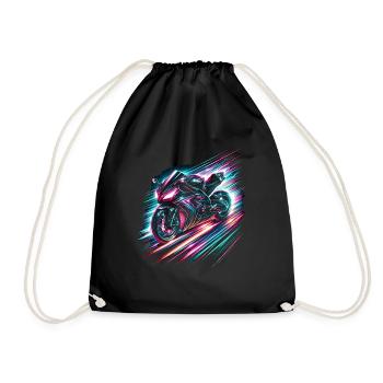 Neon Speed Demon: High-Velocity Light Trails - Drawstring Bag - black - Front
