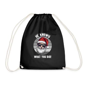 He knows what you did Santa Christmas - Turnbeutel - Schwarz - Vorne