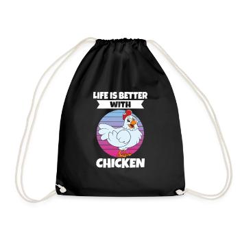 Lustiger Hühner Spruch Huhn - Turnbeutel - Schwarz - Vorne