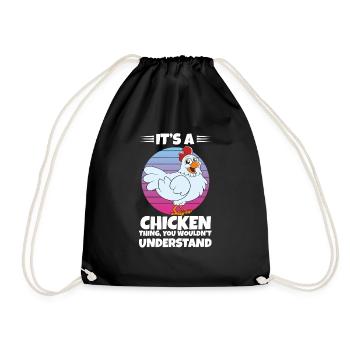 Lustiger Hühner Spruch Huhn - Turnbeutel - Schwarz - Vorne