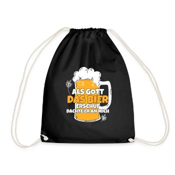 Als Gott Bier Erschuf Dachte Er An Mich - Turnbeutel - Schwarz - Vorne
