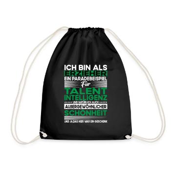 Erzieher Bescheiden - Lustiger Spruch - Turnbeutel - Schwarz - Vorne