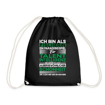 Fischerin Bescheiden - Lustiger Spruch - Turnbeutel - Schwarz - Vorne