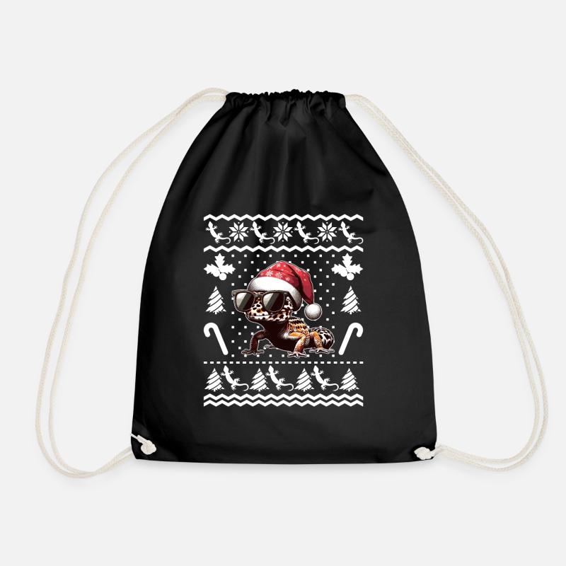 Drôle de léopard Gecko Noël Noël - Sac de sport léger - noir